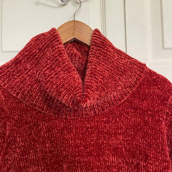 LOFT Women's Rust Red Chanelle Ribbed Cowlneck Super Soft Sweater Medium - Picture 3 of 6